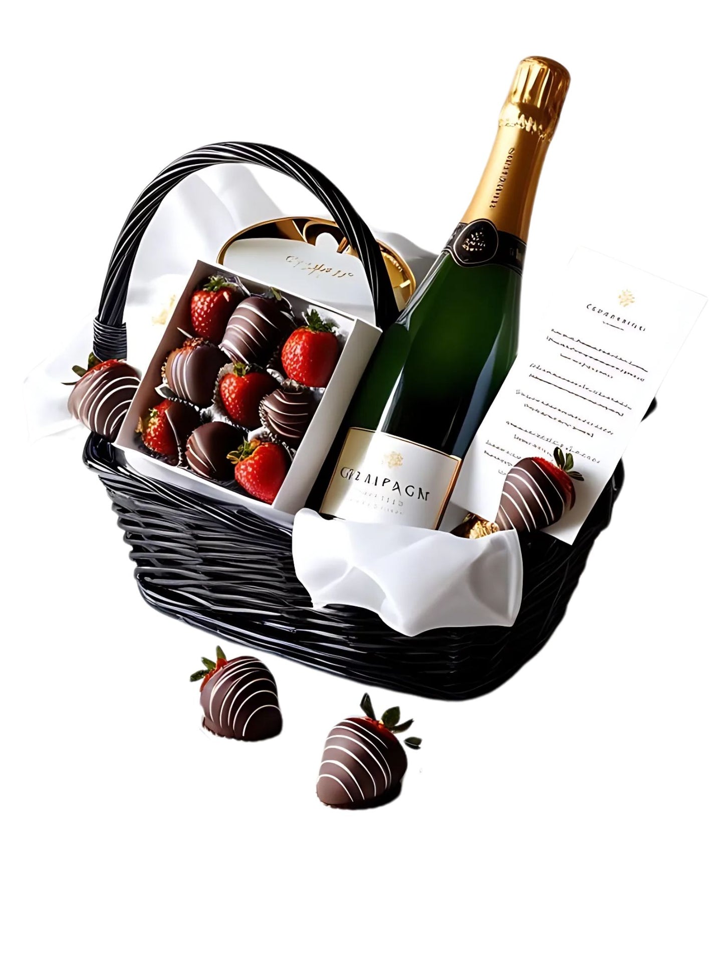 Liquor Gift Basket with Chocolate Strawberries Made by Lili